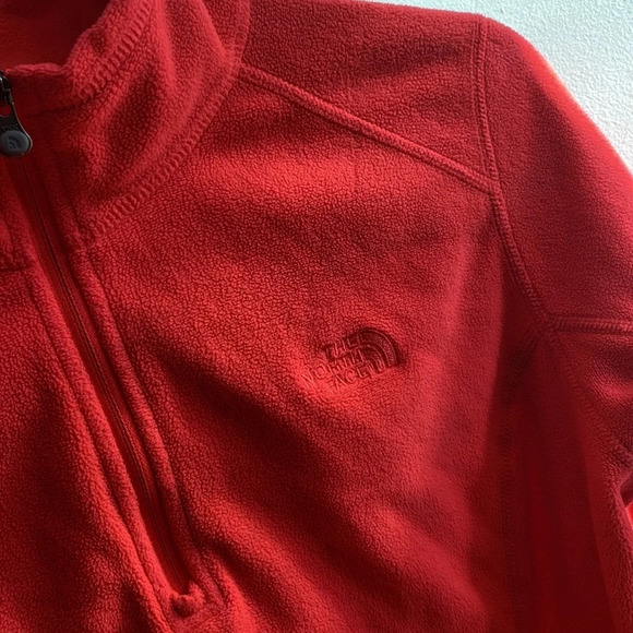 North Face‎ Neon Bright Pink Quarter Zip Pullover Polartec Fleece Jacket Coat - Picture 8 of 13